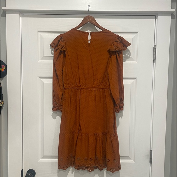 Universal Thread Ruffle Eyelet Long Sleeve Dress VGUC Size M - Picture 5 of 8